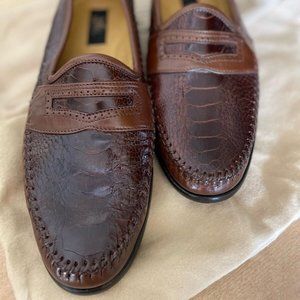 Brown Zelli Mens Italian Loafers Ostrich 10.5
